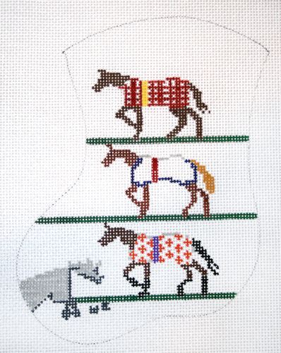 The Meredith Collection Horse Blankets Mini Stocking Needlepoint Canvas