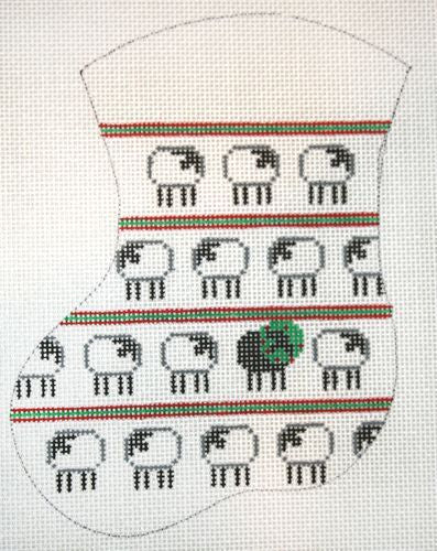 The Meredith Collection Christmas Sheep Mini Stocking Needlepoint Canvas