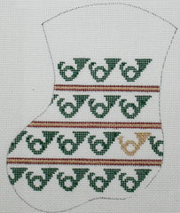 The Meredith Collection Christmas Horns Mini Stocking Needlepoint Canvas