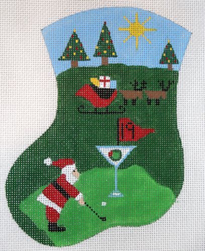 The Meredith Collection Golf Scene Mr Santa Needlepoint Canvas