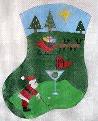 The Meredith Collection Golf Scene Mr Santa Needlepoint Canvas