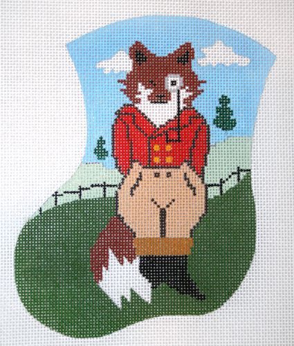 The Meredith Collection Dressed Fox Mini Stocking Needlepoint Canvas