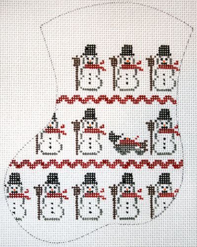 The Meredith Collection Repeat Snowman Mini Stocking Needlepoint Canvas