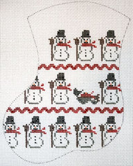 The Meredith Collection Repeat Snowman Mini Stocking Needlepoint Canvas