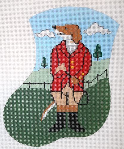 The Meredith Collection Dressed Hound Mini Stocking Needlepoint Canvas