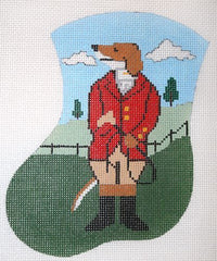 The Meredith Collection Dressed Hound Mini Stocking Needlepoint Canvas