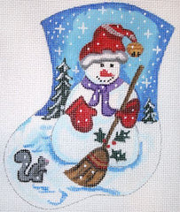 The Meredith Collection Snowman with Broom Mini Stocking Needlepoint Canvas