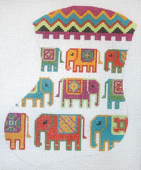 The Meredith Collection Royal Elephants Mini Stocking Needlepoint Canvas