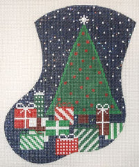 The Meredith Collection Tree & Packages Mini Stocking Needlepoint Canvas