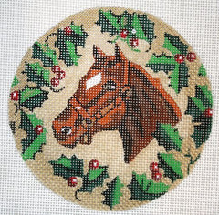 The Meredith Collection Thoroughbred With Holly Ornament Needlepoint Canvas