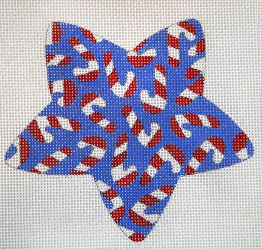 The Meredith Collection Star with Candy Canes Needlepoint Canvas