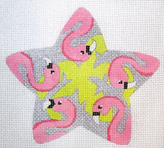 The Meredith Collection Star With Flamingos Ornament Needlepoint Canvas
