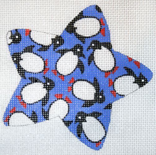 The Meredith Collection Star with Penguins Needlepoint Canvas
