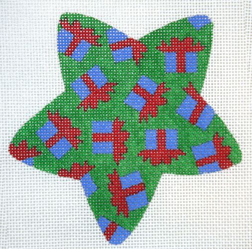 The Meredith Collection Star With Presents Ornament Needlepoint Canvas