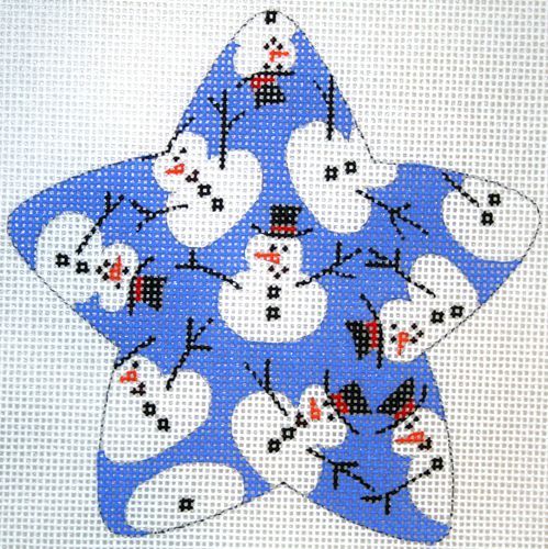 The Meredith Collection Star With Snowmen Ornament Needlepoint Canvas