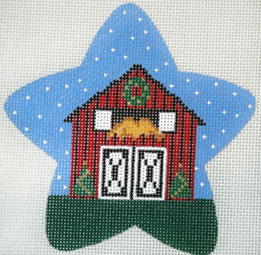 The Meredith Collection Star With Stable Ornament Needlepoint Canvas