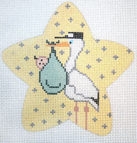 The Meredith Collection Stork & Baby Ornament Needlepoint Canvas