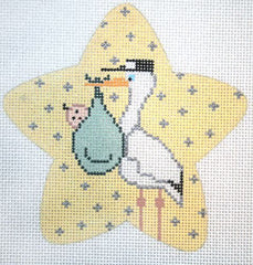 The Meredith Collection Stork & Baby Ornament Needlepoint Canvas