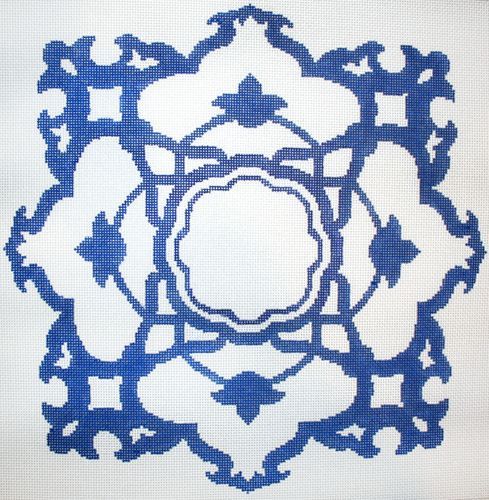 The Meredith Collection Monogram Stylized Flower Needlepoint Canvas