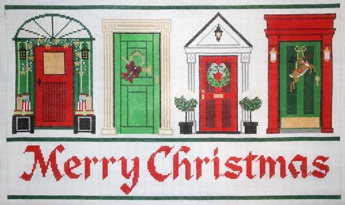 The Meredith Collection Christmas Doors Needlepoint Canvas