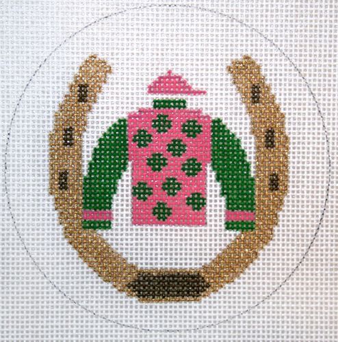 The Meredith Collection Horse Shoe With Silk Ornament Needlepoint Canvas