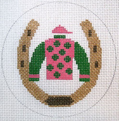 The Meredith Collection Horse Shoe With Silk Ornament Needlepoint Canvas