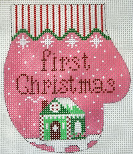 The Meredith Collection First Christmas Mitten Girl Ornament Needlepoint Canvas