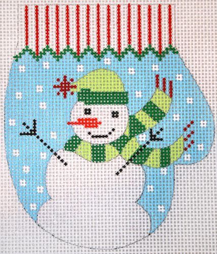 The Meredith Collection Snowman Mitten Ornament Needlepoint Canvas