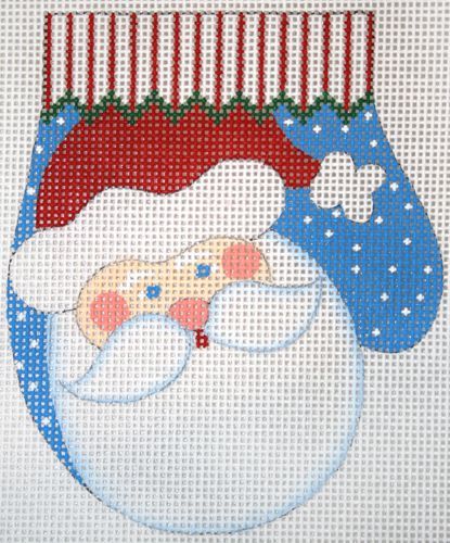 The Meredith Collection Santa Mitten Ornament Needlepoint Canvas