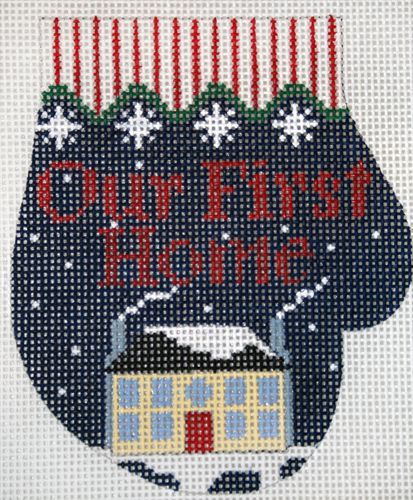 The Meredith Collection Our First Home Mitten Ornament Needlepoint Canvas