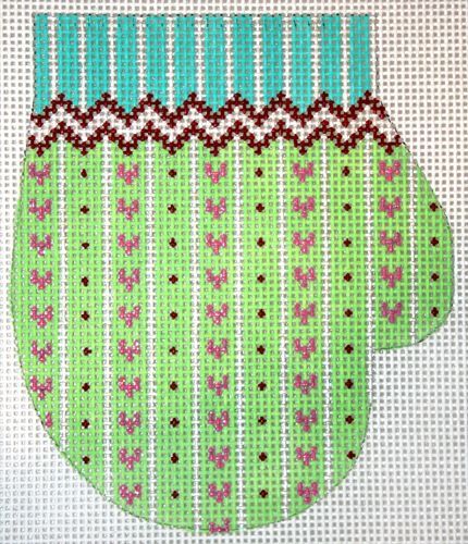 The Meredith Collection Heart Mitten Ornament Needlepoint Canvas