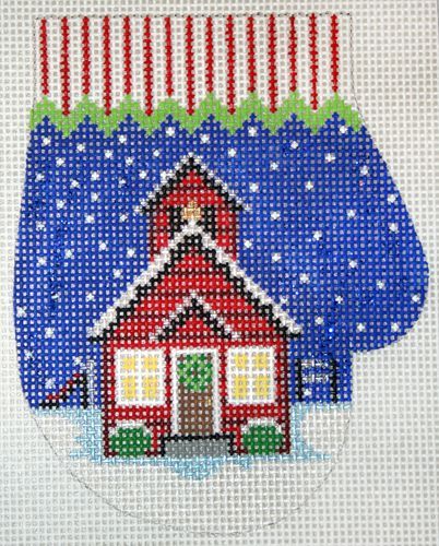 The Meredith Collection Schoolhouse Mitten Ornament Needlepoint Canvas