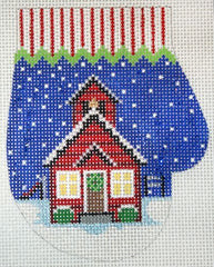 The Meredith Collection Schoolhouse Mitten Ornament Needlepoint Canvas