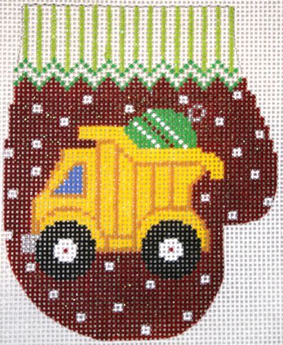 The Meredith Collection Dump Truck Mitten Ornament Needlepoint Canvas