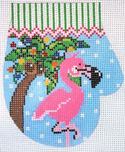 The Meredith Collection Flamingo Christmas Ornament Needlepoint Canvas