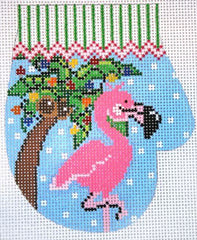 The Meredith Collection Flamingo Christmas Ornament Needlepoint Canvas
