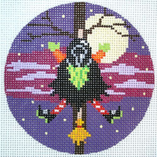 The Meredith Collection Witch Splat Round Needlepoint Canvas