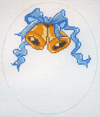 The Meredith Collection Bells with Blue Ribbon Needlepoint Canvas