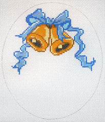 The Meredith Collection Bells with Blue Ribbon Needlepoint Canvas