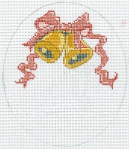 The Meredith Collection Bells with Pink Ribbon Needlepoint Canvas