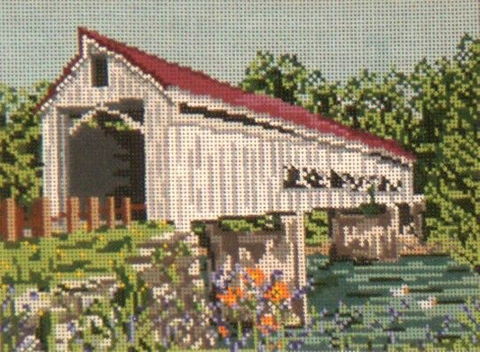 Needle Crossings Mechanicsville Covered Bridge Needlepoint Canvas - 13M