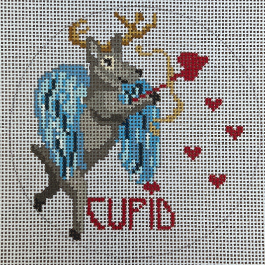 The Gingham Stitchery Amelia Bond Designs Reindeer Series Cupid Ornament Needlepoint Canvas