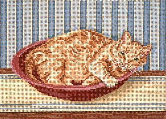 Needle Crossings Bowled Over Kitty Needlepoint Canvas