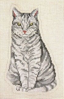 Needle Crossings Sitting Pretty-Gray Stand Up Needlepoint Canvas