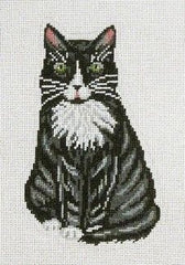 Needle Crossings Black & White Stand-Up Cat Needlepoint Canvas
