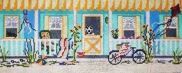 Needle Crossings Beach House Banner Brick Needlepoint Canvas