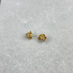 Antique Victorian Buttercup Diamond Stud Earring in 14k Rose Gold