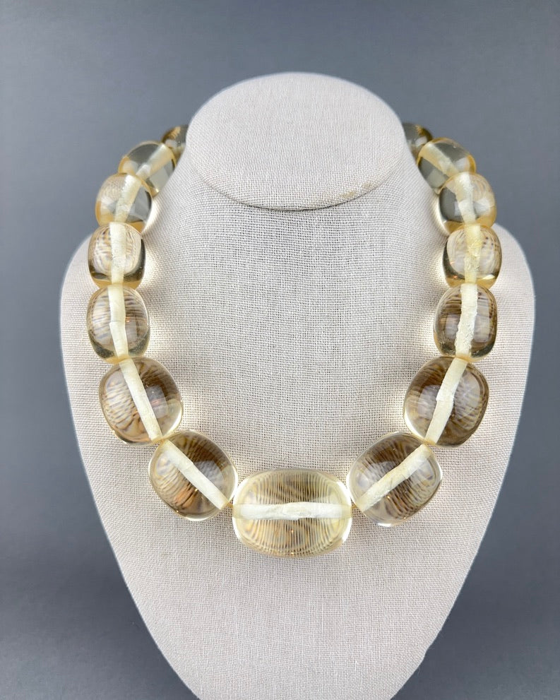 Vintage Chunky Oblong Graduated Lucite Bead Necklace