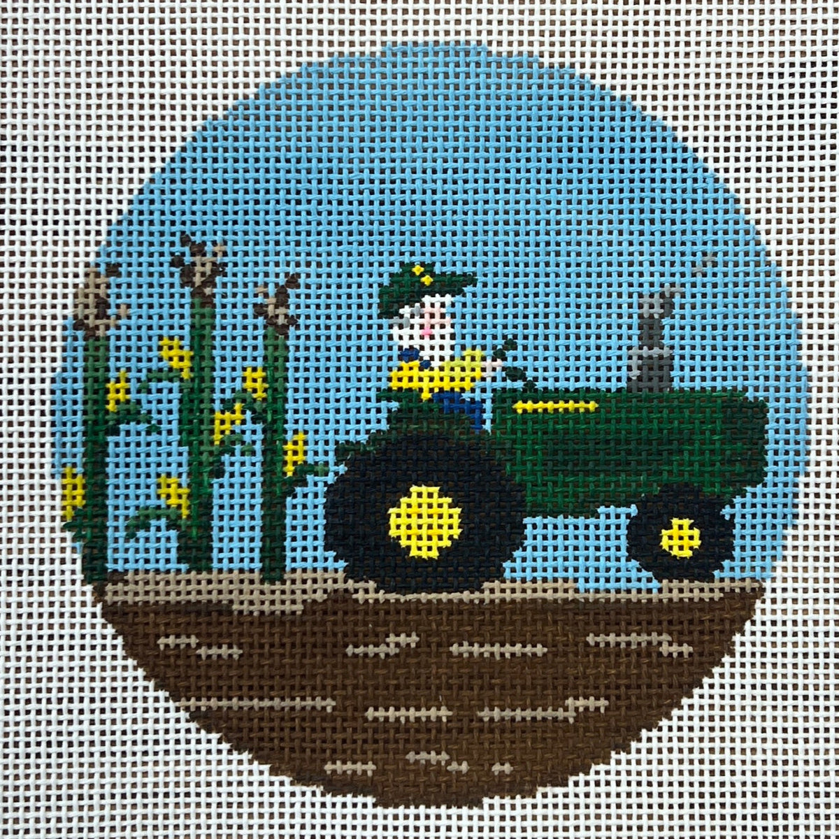 The Gingham Stitchery Krissy Johnson Designs Santa On Tractor Needlepoint Canvas