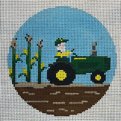 The Gingham Stitchery Krissy Johnson Designs Santa On Tractor Needlepoint Canvas